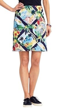 Talbots Cotton Blend Colorful Tropical Beach Print Lined Casual Pencil Skirt 4P